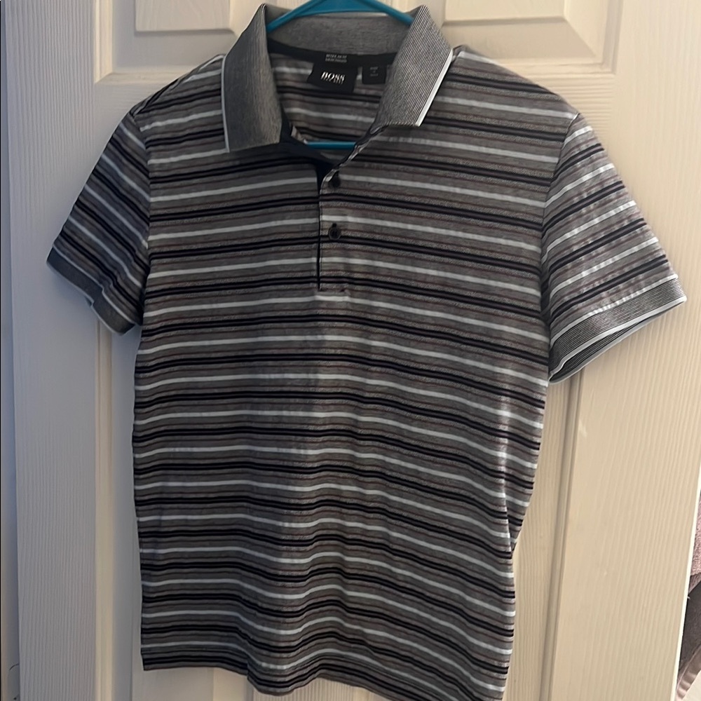 Men's Hugo Boss Striped Gray Polo Shirt
